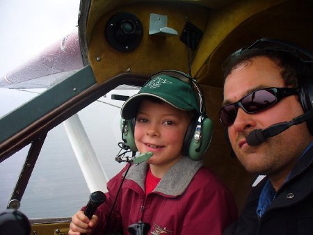 Luke Murdock flying with his dad Jason Murdock