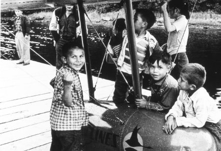 Children on Prince of Wales Island greet the Goose