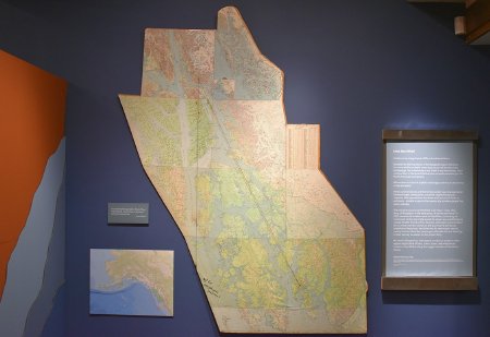 Map on display in Into the Wind exhibit