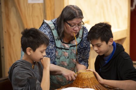 Holly with students