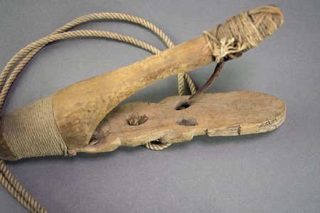 Halibut hook with attached rope