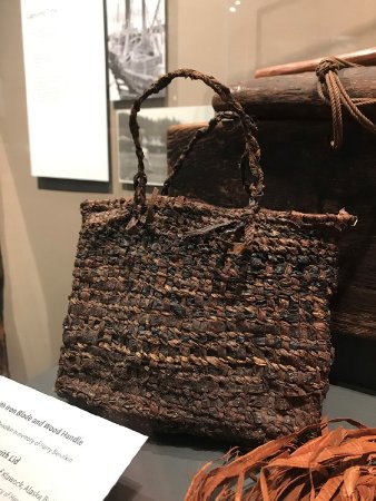 Woven bag on display