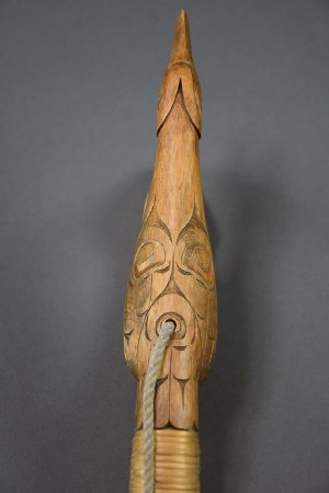 Halibut hook with Cormorant crest design - top