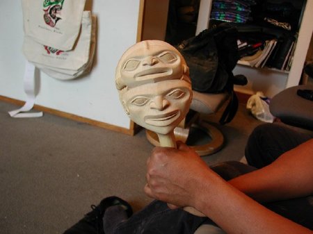 Eagle Transformation Dance Rattle - carving process