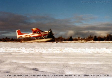 Runway Snow Landing at Annette Airport, 1976