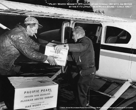 Pilot Whitey Bennett Loads Cessna 180 with Jim McGee, Moira Sound, AK, 1967