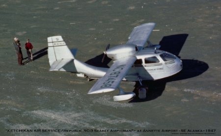 Ketchikan Air Service Republic RC-3 Seabee at Annette Island Airport, 1947