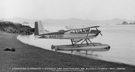 Tamgass Airways Cessna 180 in Southeast Alaska, circa mid 1960s