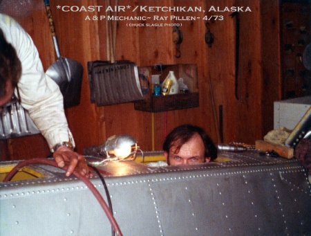 Coast Air Mechanic Ray Pillen in Pontoon Float, 1973