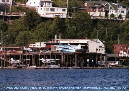 Water View of Webber Airlines Terminal in Ketchikan, AK, 1978