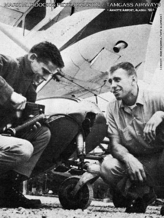 Tamgass Airways Mark Murdock and Pete Johnson at Annette Airport, 1965