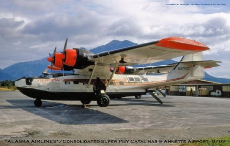 Alaska Airlines Super PBY Catalina at Annette Airport, 1969