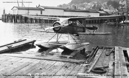 Aircraft Charter Service Waco at City Float in Ketchikan, AK, 1935