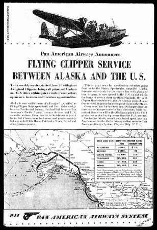 Pan American Airways Sikorsky S-42B Clipper Service Advertisement