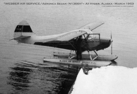 Webber Air Service Aeronca Sedan (N1366H) in Hyder, AK, 1953