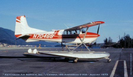 Ketchikan Air Service Cessna 185 at Ketchikan International Airport, 1973