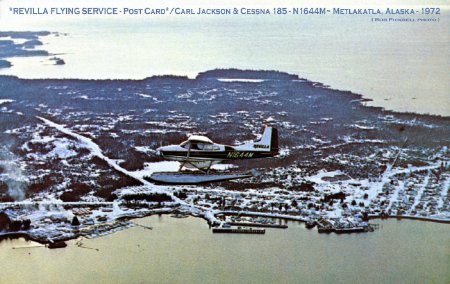 Revilla Flying Service Flying Over Metlakatla, AK, 1972