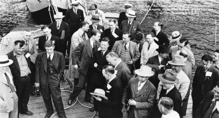 Pan American Airways Clipper Passengers at Ward Cove, Ketchikan, AK, 1940