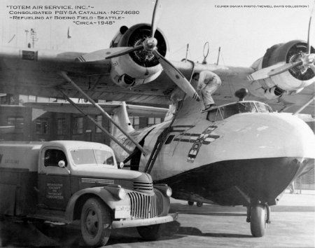Totem Air Service PBY Refueling at Boeing Field, Seattle, WA, 1948