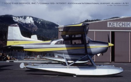 Todd's Air Service N70097 at Ketchikan International Airport, 1981