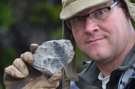 Kirk with a Metasequoia Fossil