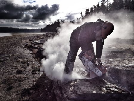 Jim Baichtal Using a Diamond Saw to Loosen Up the Bedrock of the Beach