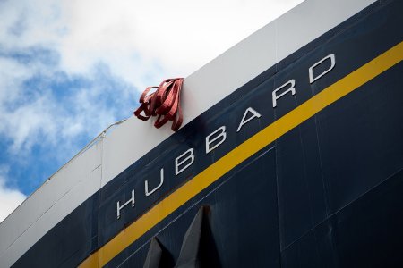 Bow of the <i>M/V Hubbard</i> at Dry Dock at the Ketchikan Shipyard