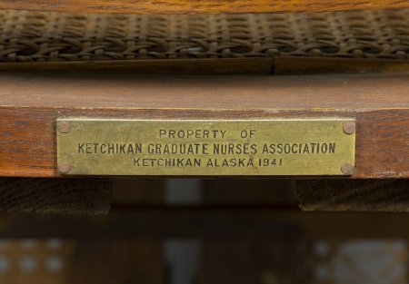 Label on back of chair