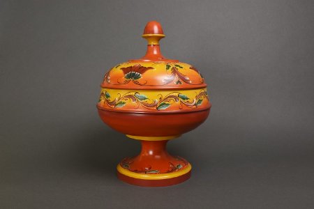 Rosemaling compote and lid