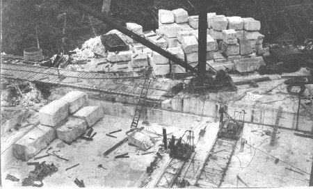 Marble Creek quarry on Prince of Wales Island. The derrick at the center wa
