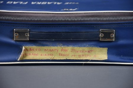 Flight bag top view with Manty label written on