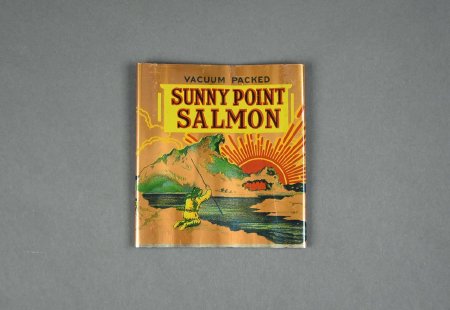 Unformed Sunny Point brand salmon can